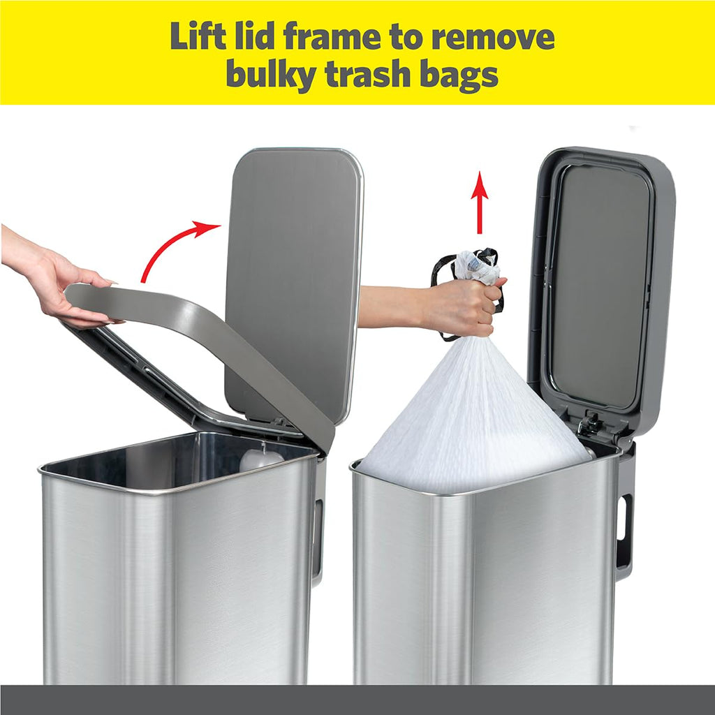 Narrow 12 Gallon Stainless Steel Step Trash Can with Soft Close Lid Z112316