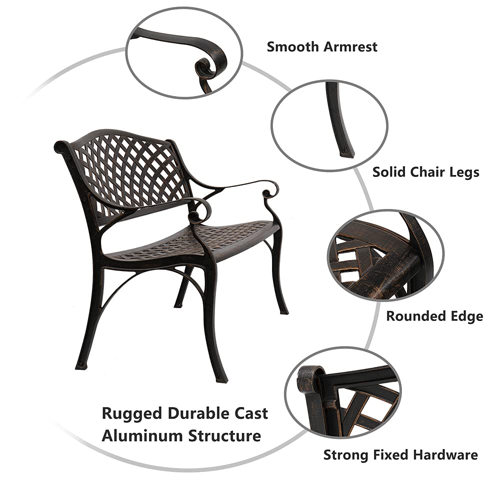 40.5" Antique Black Cast Aluminum Outdoor Bench with Mesh Backrest F733265