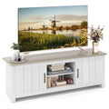 2 Doors TV Stand with 2 Cabinets & Open Shelves U9217