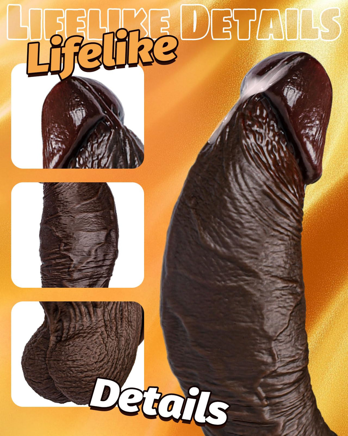10.5'' Thick Black Realistic Curved Dildo L691310