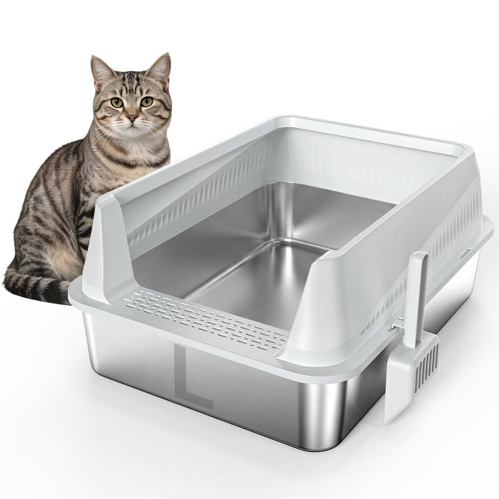 Stainless Steel High Sided Cat Litter Box with Lid Z500808
