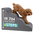 19.7" H 4-Steps Dog Stairs with 30D High Density Foam, Corduroy Fabric, Non-Slip Bottom V479948
