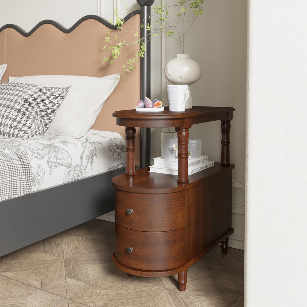 Solid Wood End Table with 2 Drawers B953
