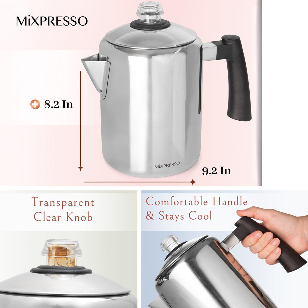 5-8 Cup Stainless Steel Stovetop Coffee Percolator E58245