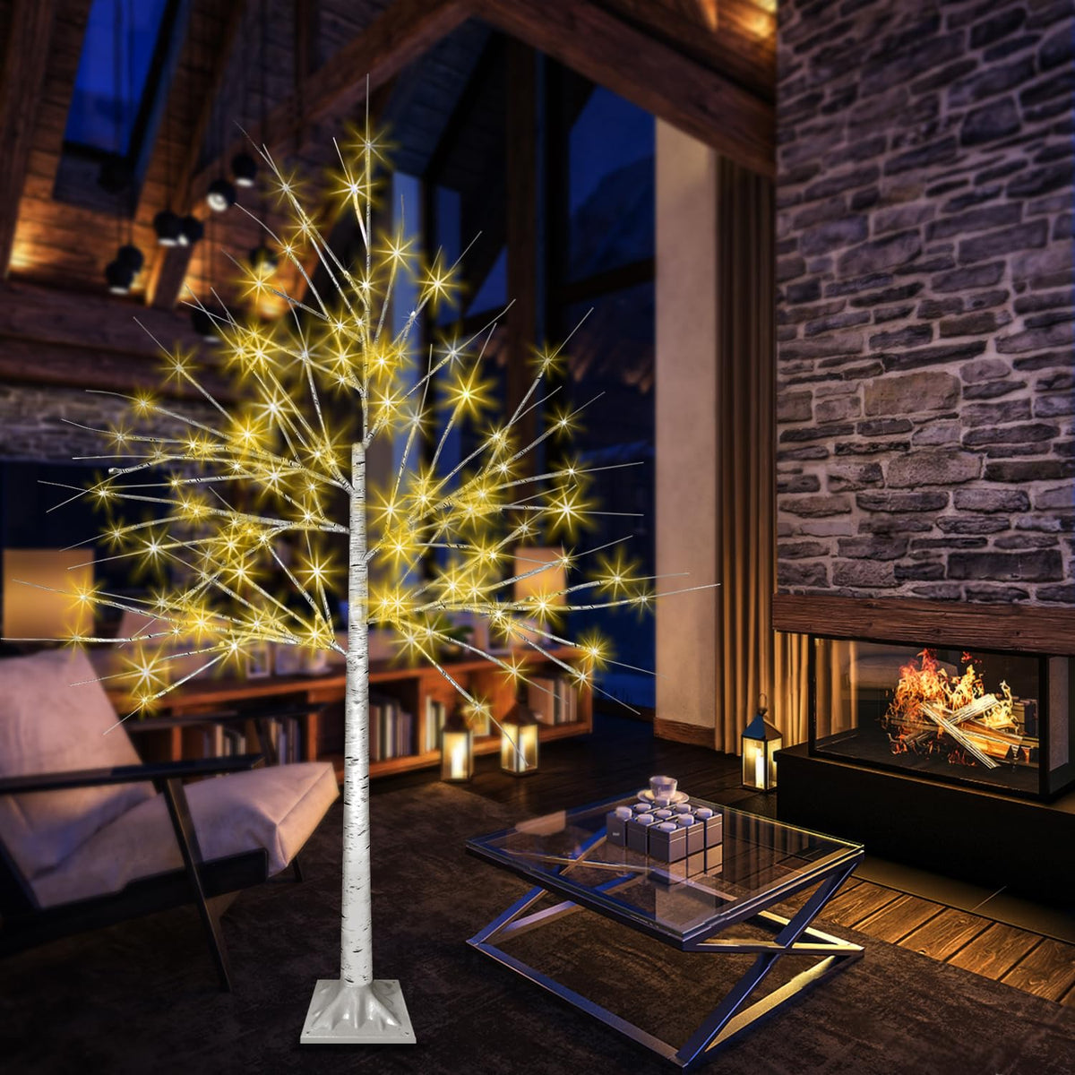 4FT LED Birch Tree with 96 Lights U649052