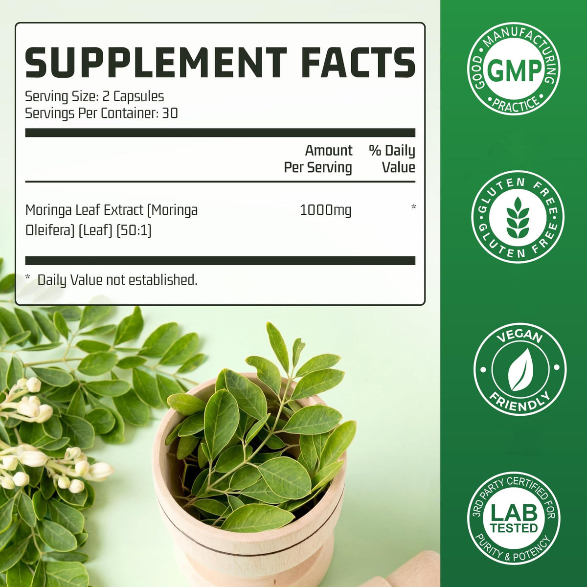 Moringa Capsules 1000mg 60 Count Z4953