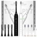 2 Pack Electric Toothbrush with 8 Brush Heads Black+White D27216