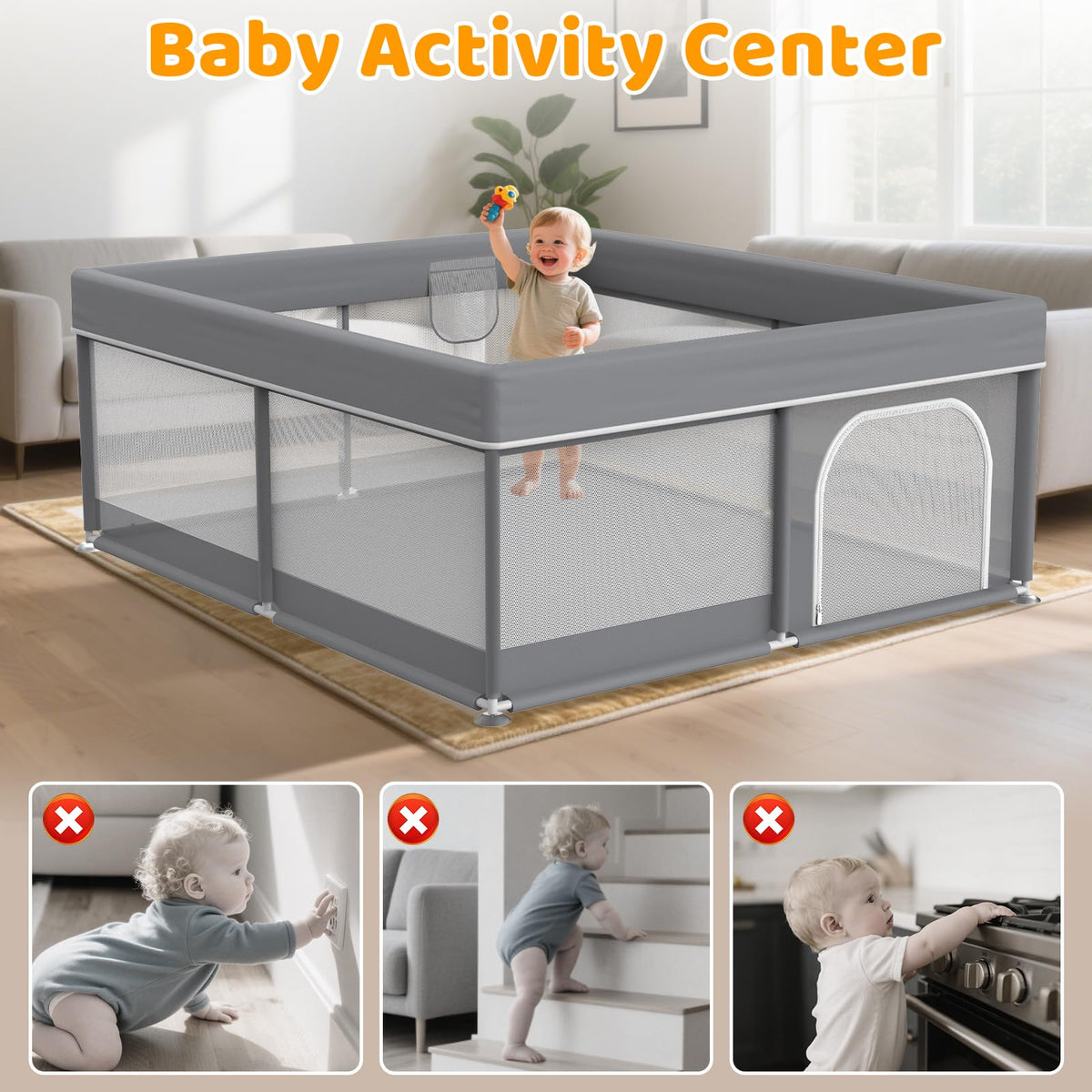 79x71 Inch Extra Large Baby Playpen T832091