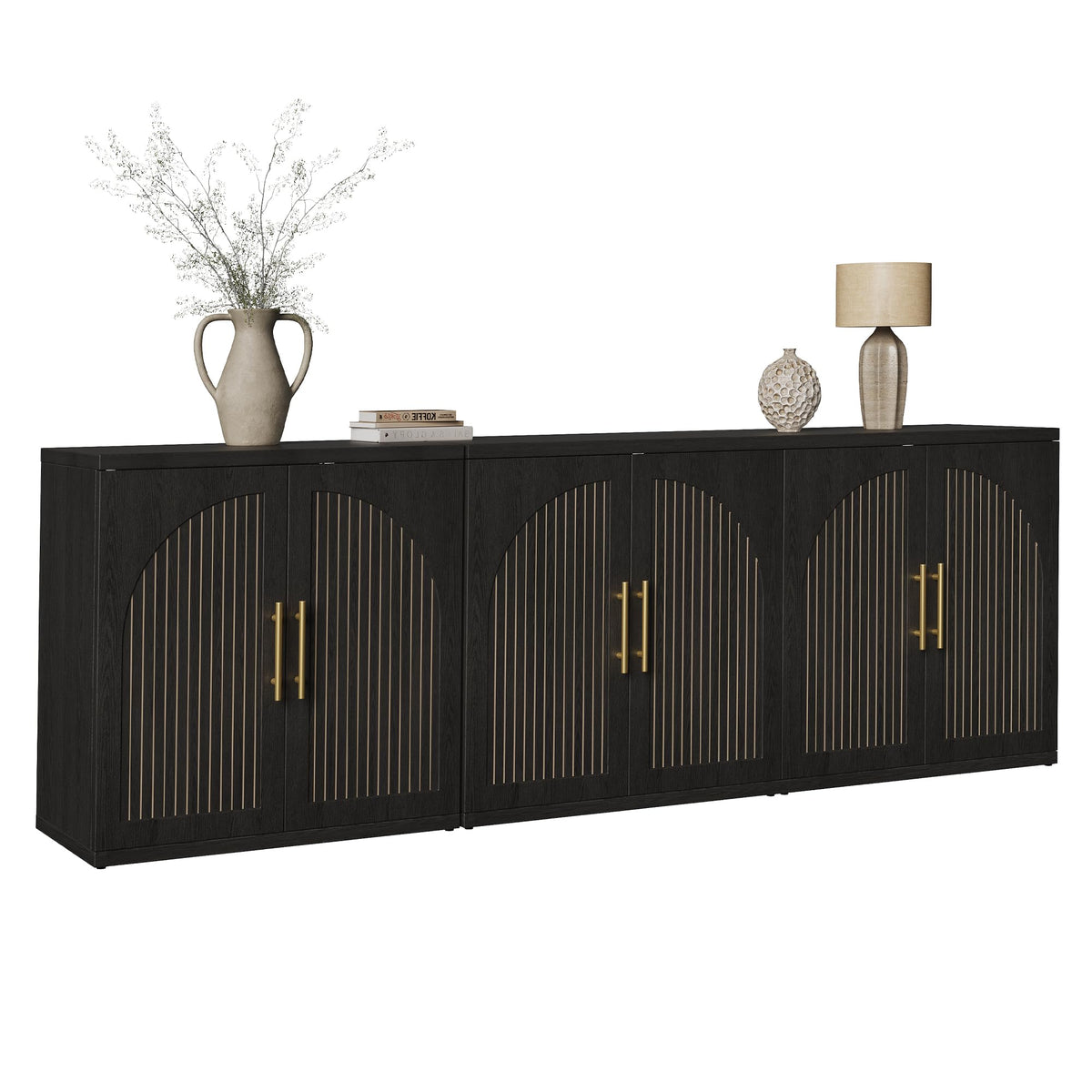 63" Black Wood Buffet Cabinet with Storage K774668