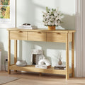 47.2" Narrow Console Table with 3 Drawers & Charging Station, Oak K82550