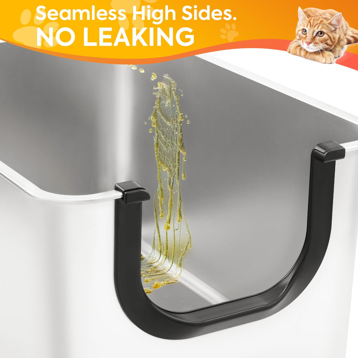 Extra Large Stainless Steel Cat Litter Box with High Sides V561677