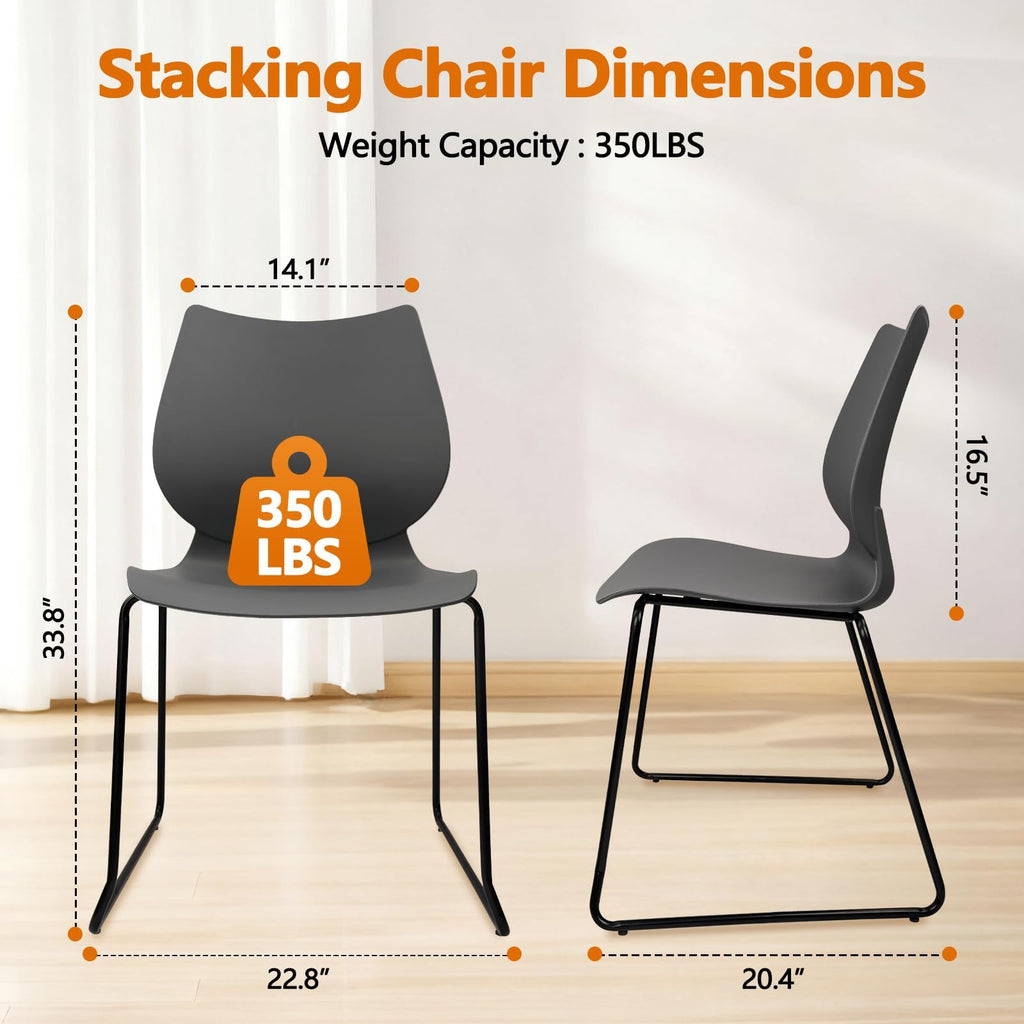 Grey Stacking Chairs with Metal Legs Set of 4 T31119