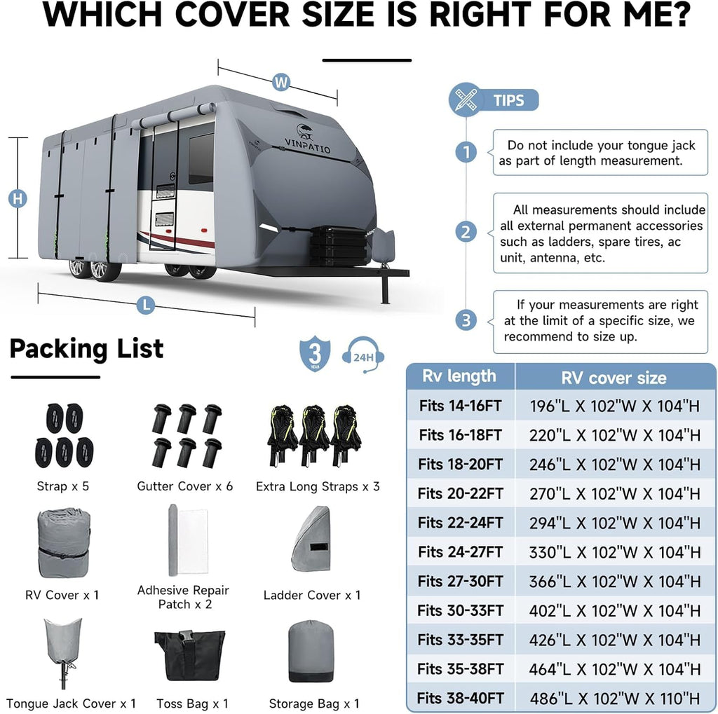 7 Layers Travel Trailer Cover Fits 30'-33' B27021