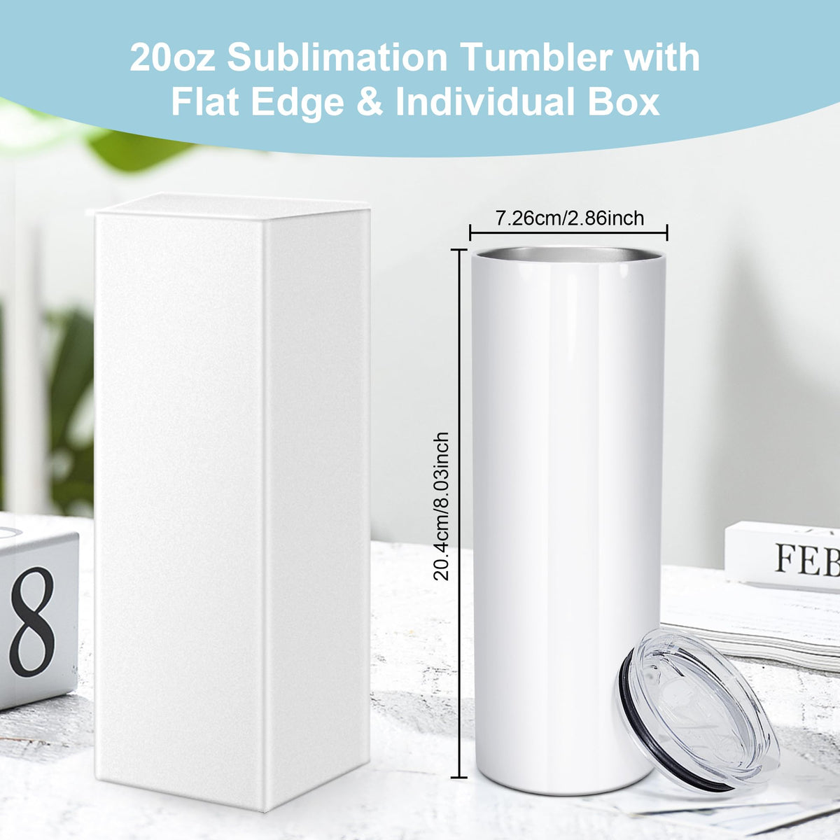 10pcs 20oz Sublimation Tumblers Stainless Steel Blanks Cups H89814
