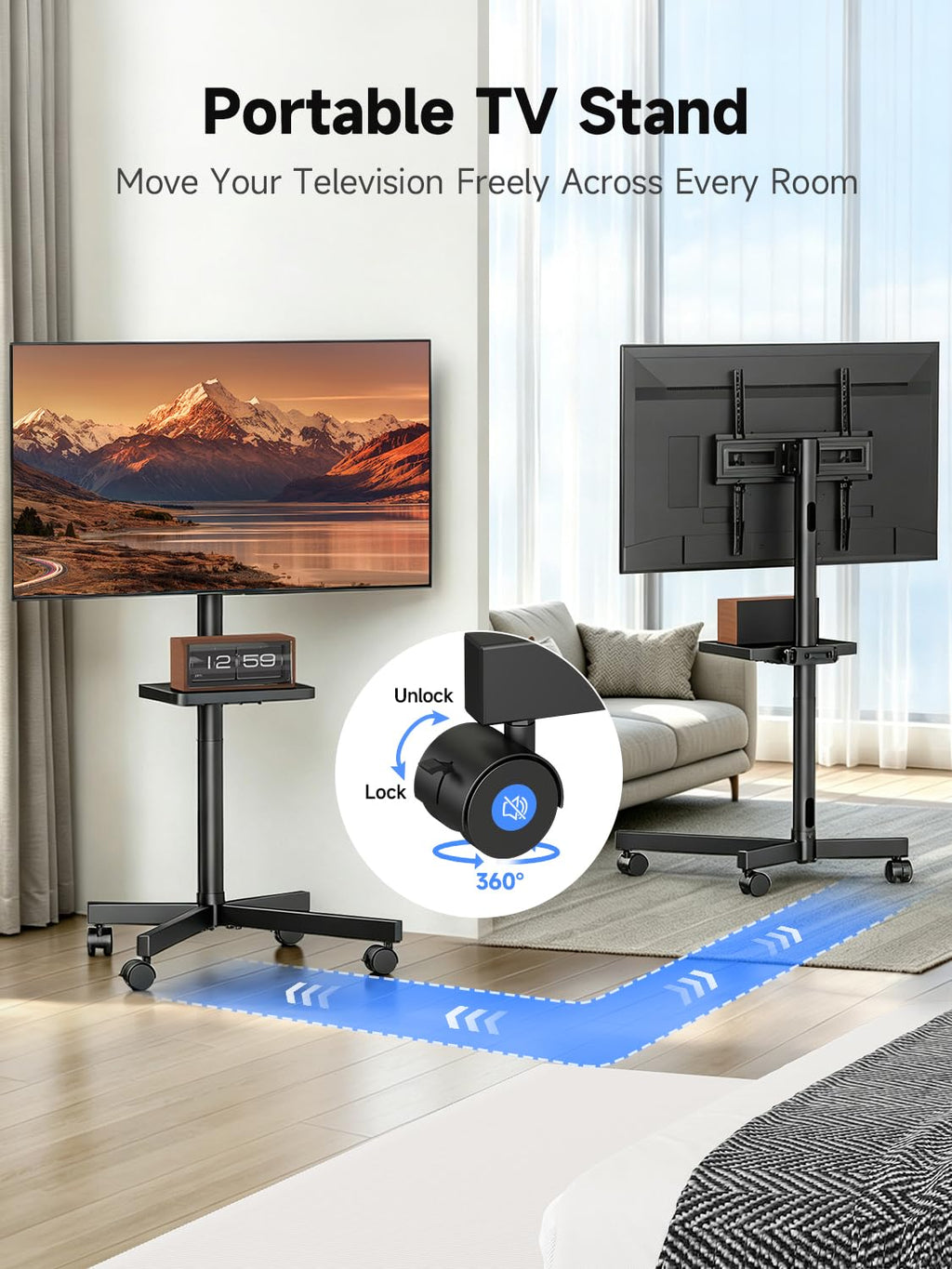 Height Adjustable Rolling TV Stand X6131