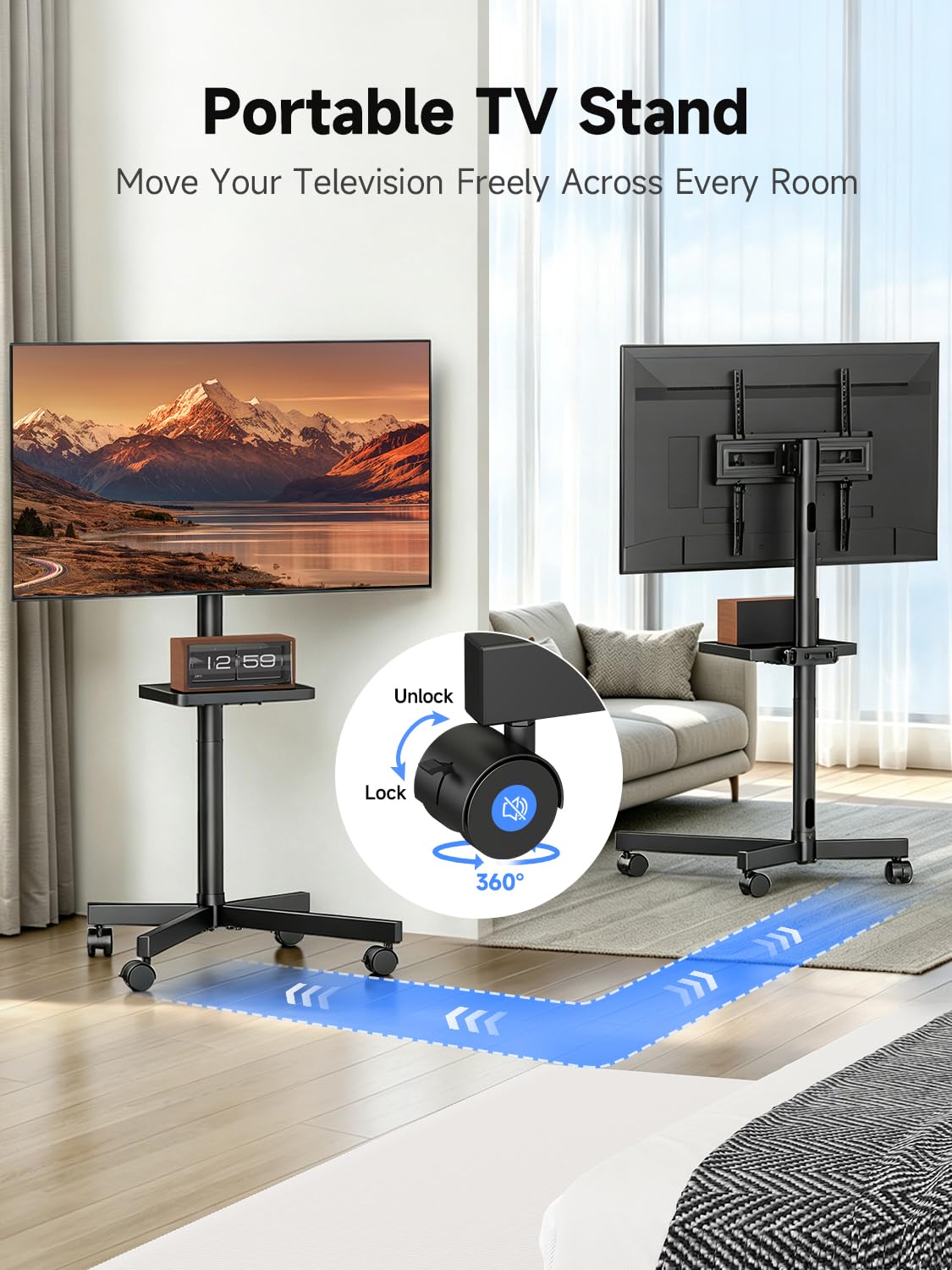 Height Adjustable Rolling TV Stand X6131