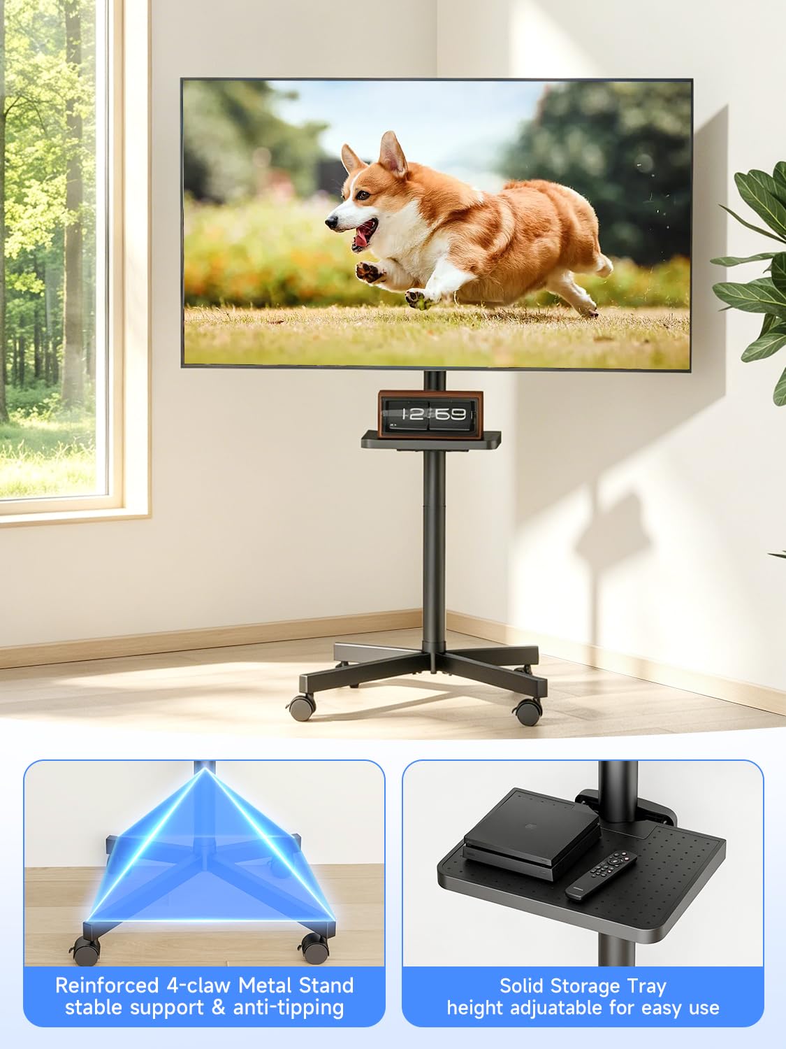 Height Adjustable Rolling TV Stand X6131