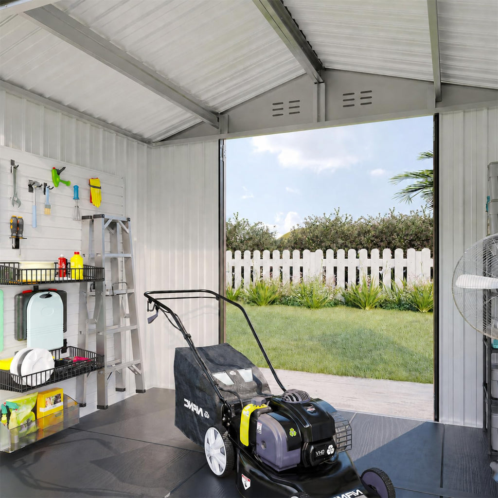 Brown Galvanized Steel Outdoor Storage Shed A48823