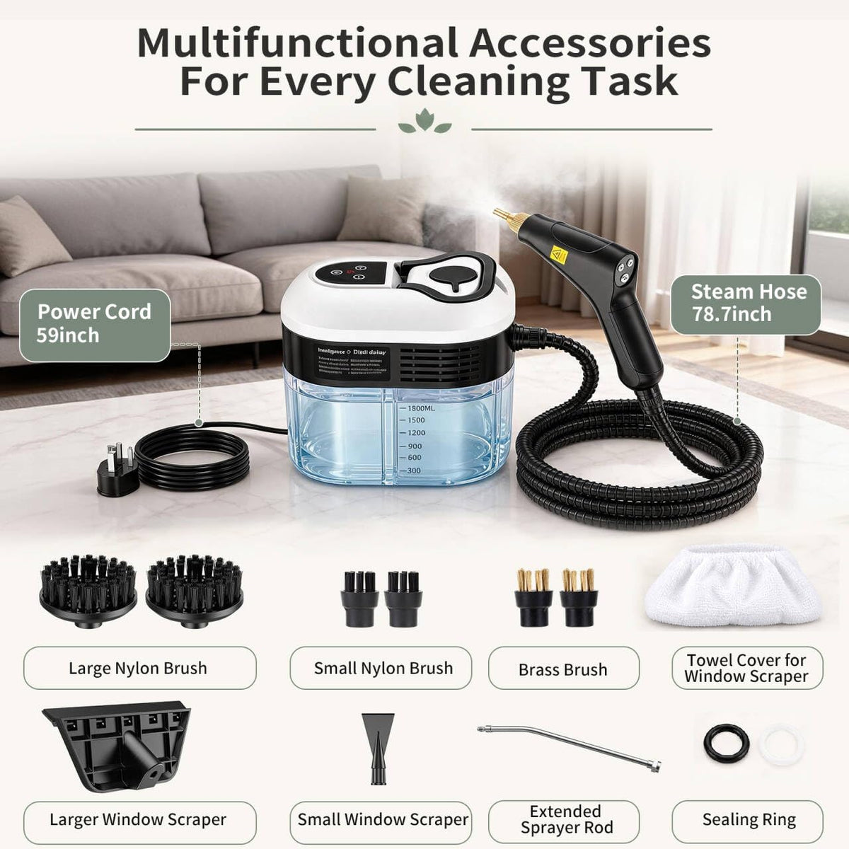 1.8L Pressurized Steam Cleaner P68514