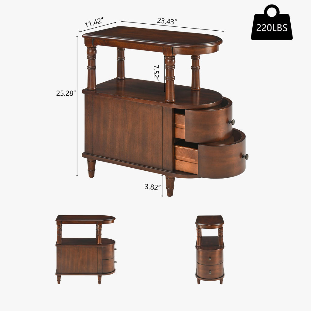 Solid Wood End Table with 2 Drawers B953