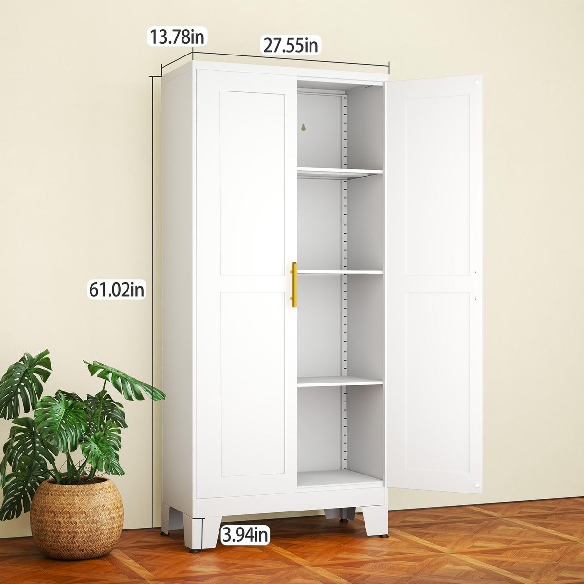 White Metal Storage Cabinet J8896