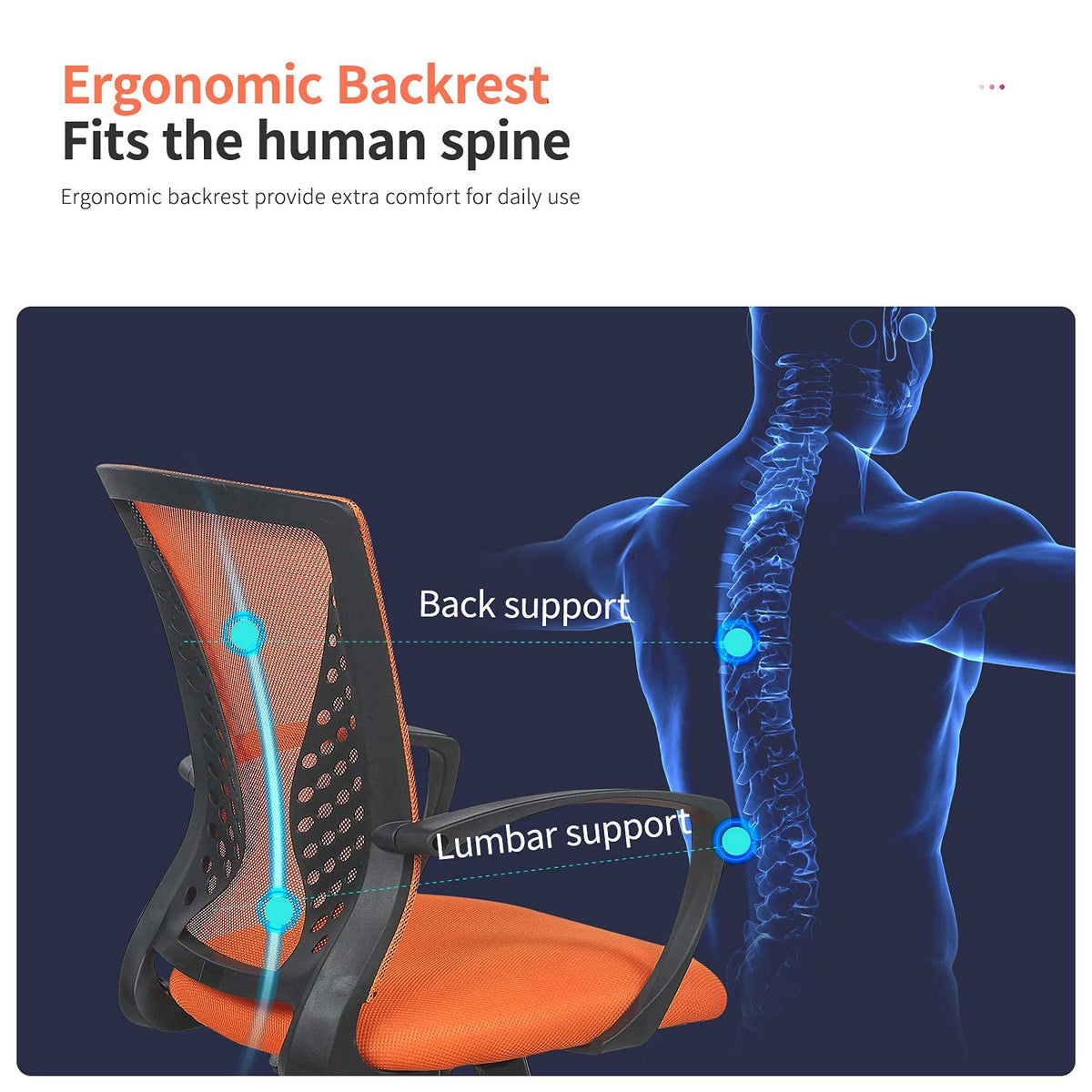 Orange Ergonomic Mesh Office Chair F5296