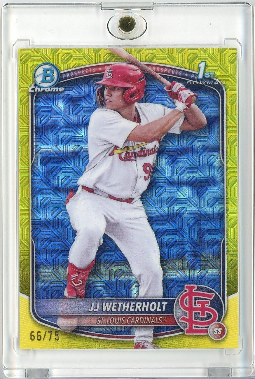 2025 Bowman Chrome JJ Wetherholt #BCP22 /75 Yellow Refractor Rookie Baseball Card R2439