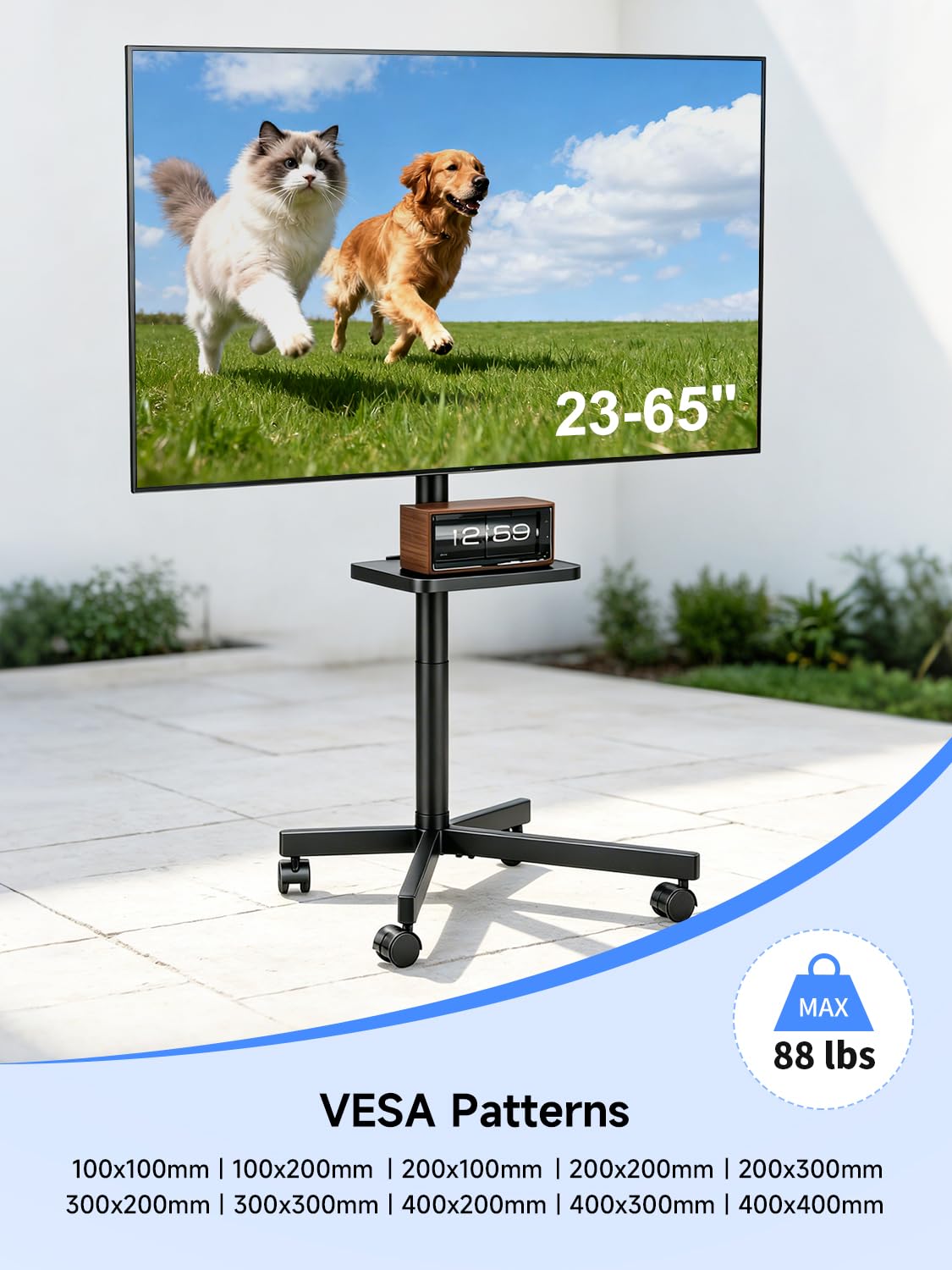 Height Adjustable Rolling TV Stand X6131