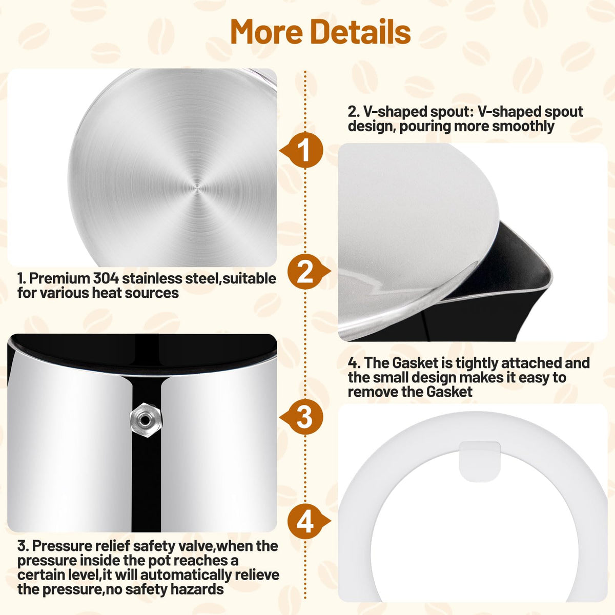 12 Cup Thickened 304 Stainless Steel Moka Pot O37297