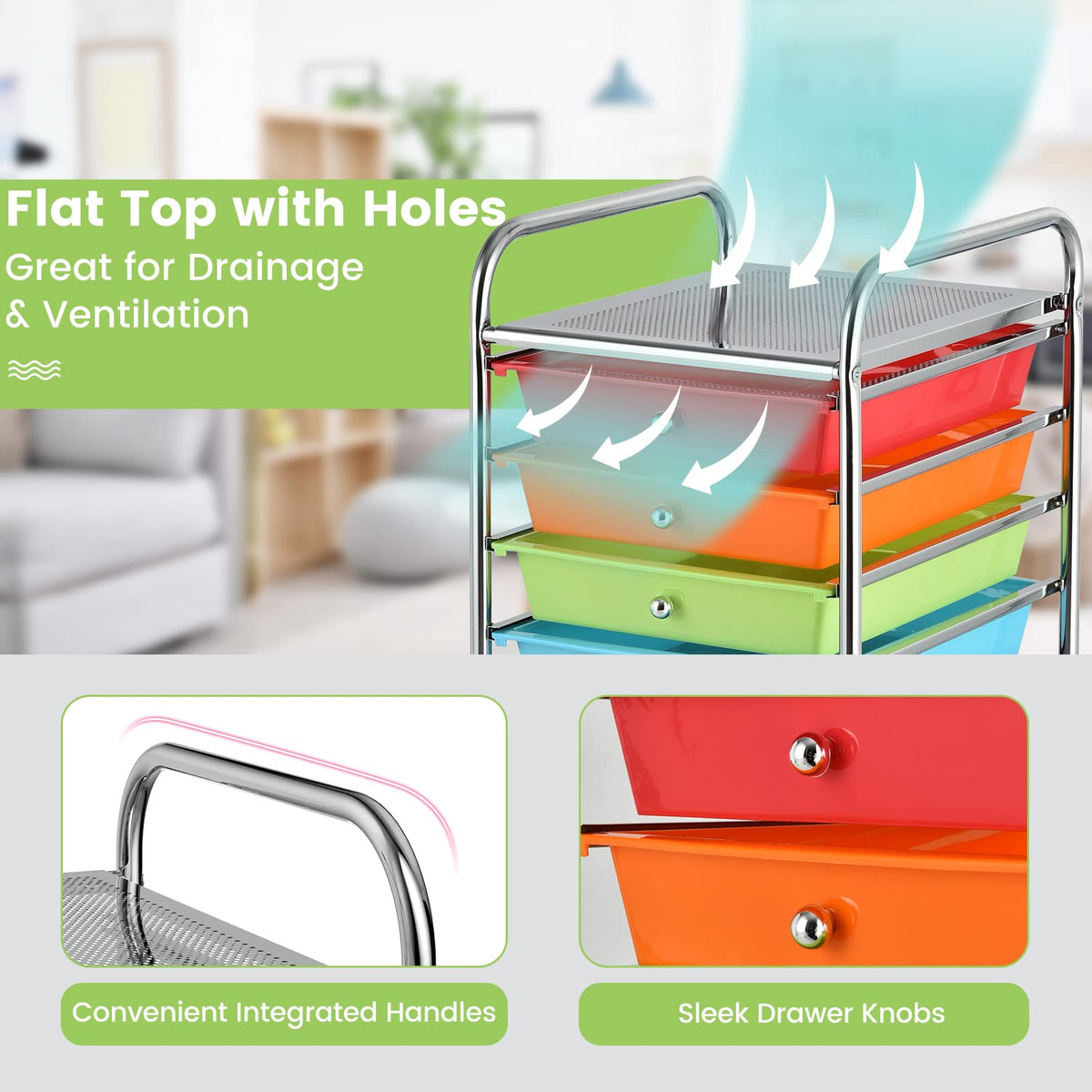 10 Drawer Rolling Storage Cart with Steel Frame I423685