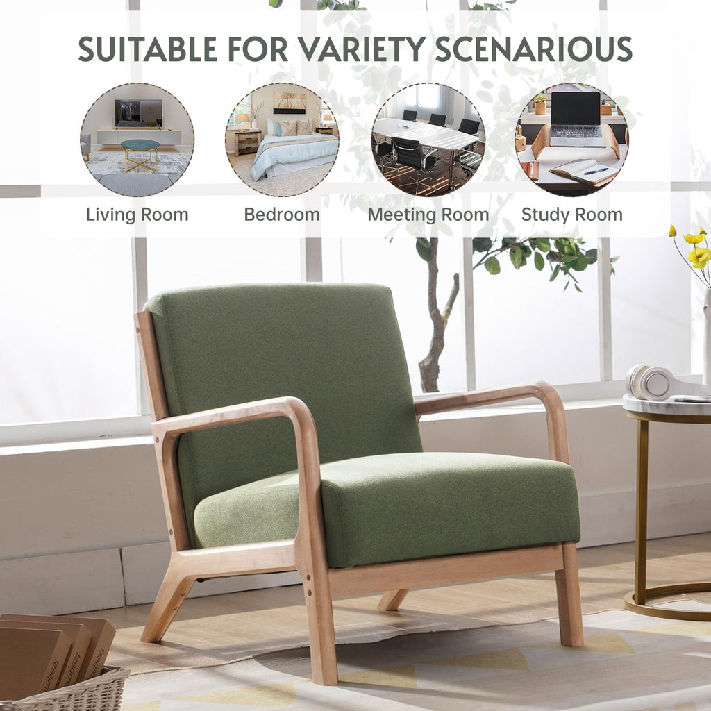 Mid Century Modern Accent Chairs Set of 2 Fabric Wood Armchair Y962708