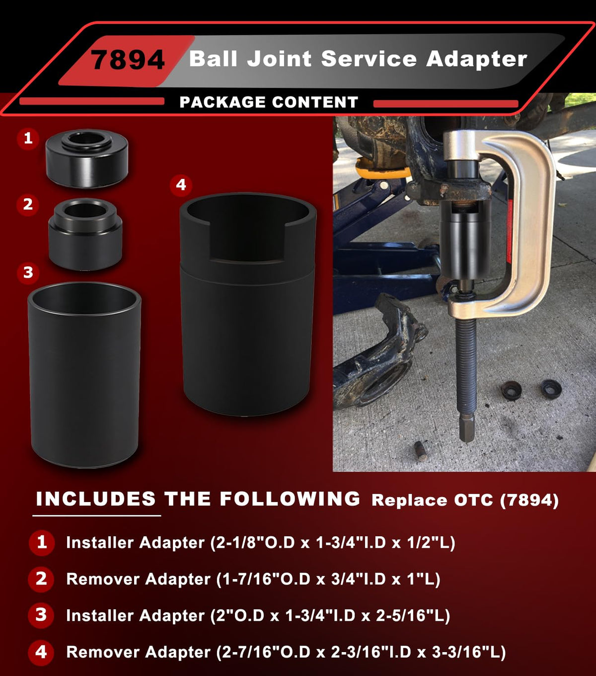 4PCS Ball Joint Service Adapter Set U9917