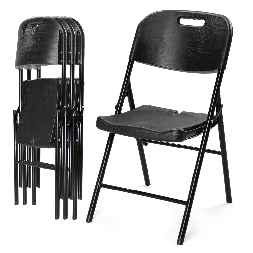 Dark 4 Pack HDPE Folding Chairs with Steel Frame O553760