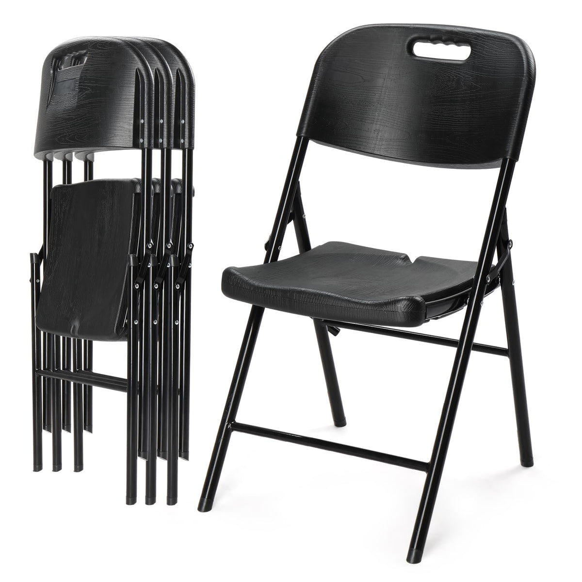 Dark 4 Pack HDPE Folding Chairs with Steel Frame O553760