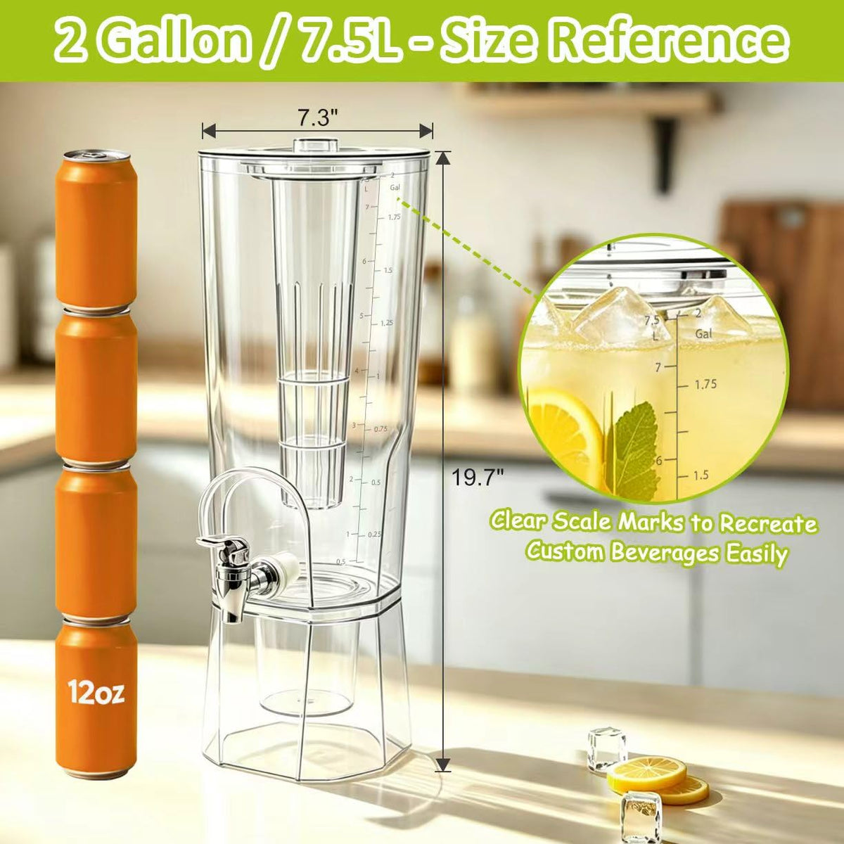 2 Gal Drink Dispensers with Stand & Fruit Infuser P6463