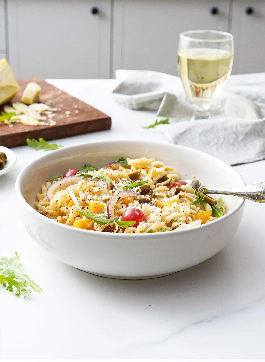45 oz White Pasta Bowls Set of 4 H861