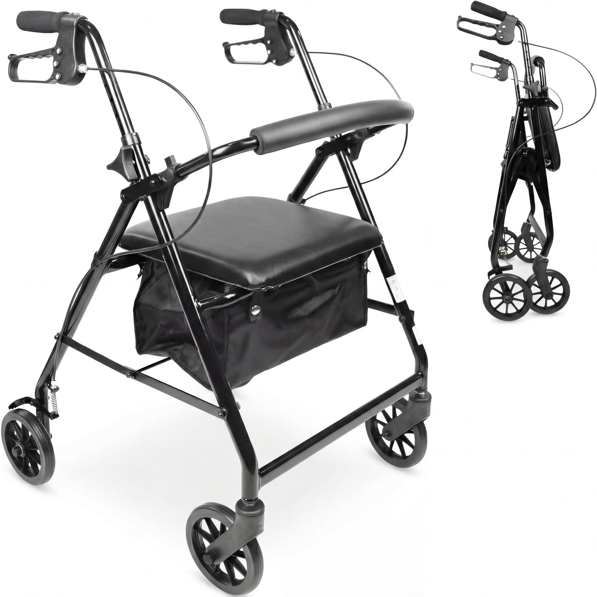 Foldable 4 Wheel Rollator Walker with Seat B409168