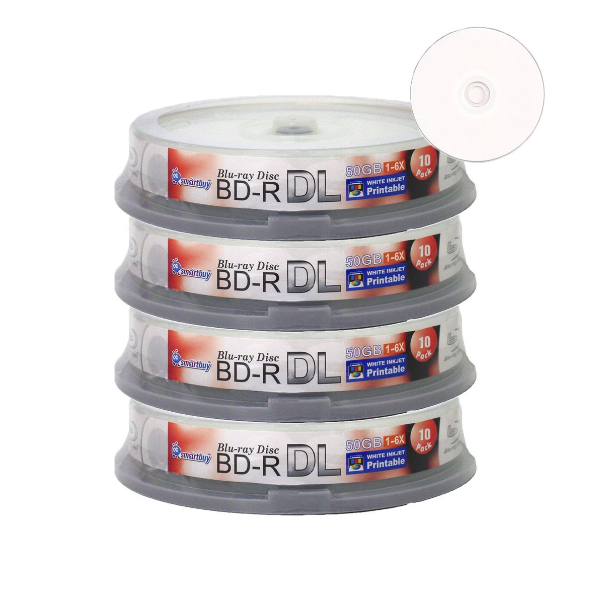 40-disc 50gb 6X Bd-r Dl White Inkjet Hub Printable Blank Disc N59351