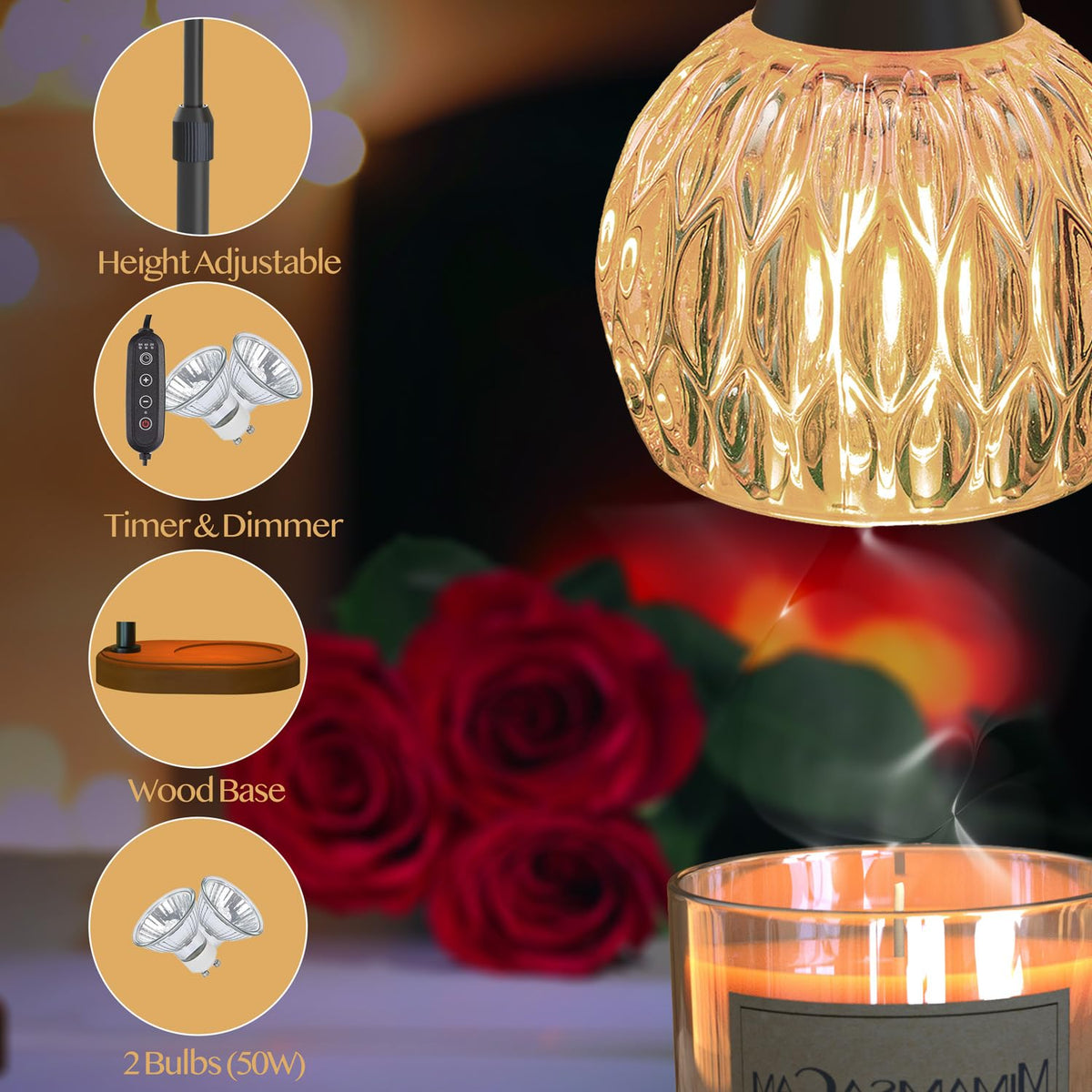 Candle Warmer Lamp with Timer Dimmer Adjustable U650359