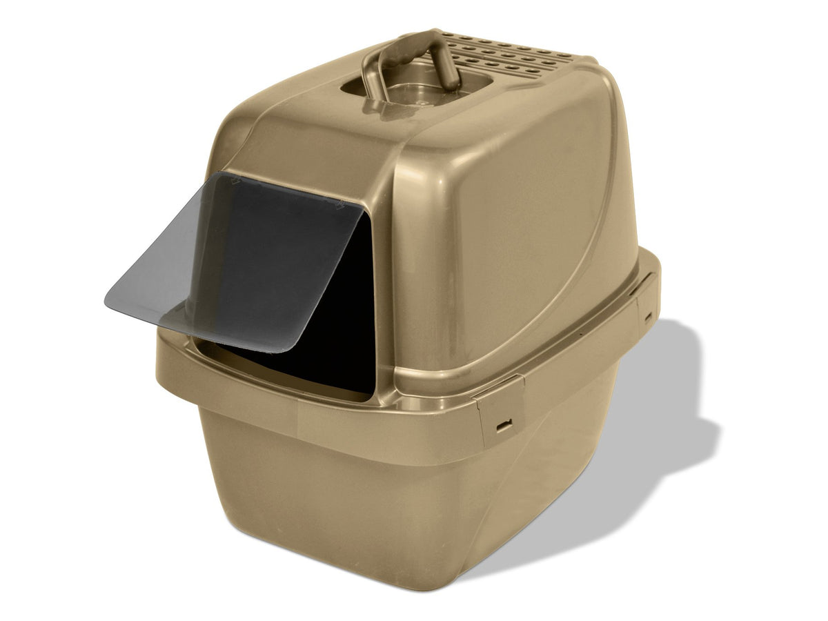 Large Enclosed Sifting Cat Pan with Odor Door, Hooded, Beige D388