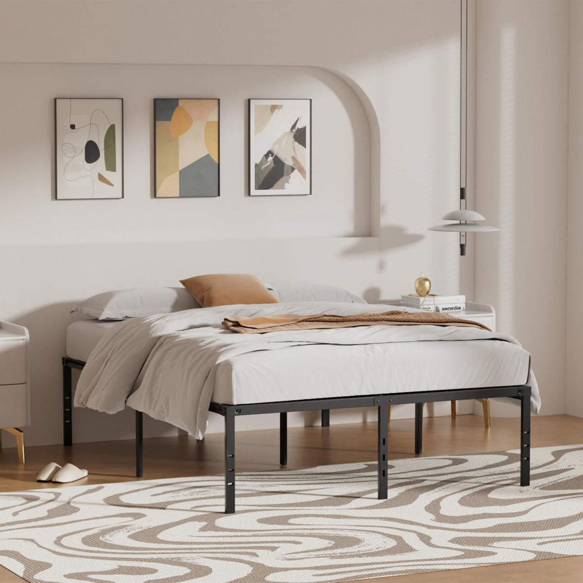 Queen Size Metal Bed Frame with Underbed Storage P975817