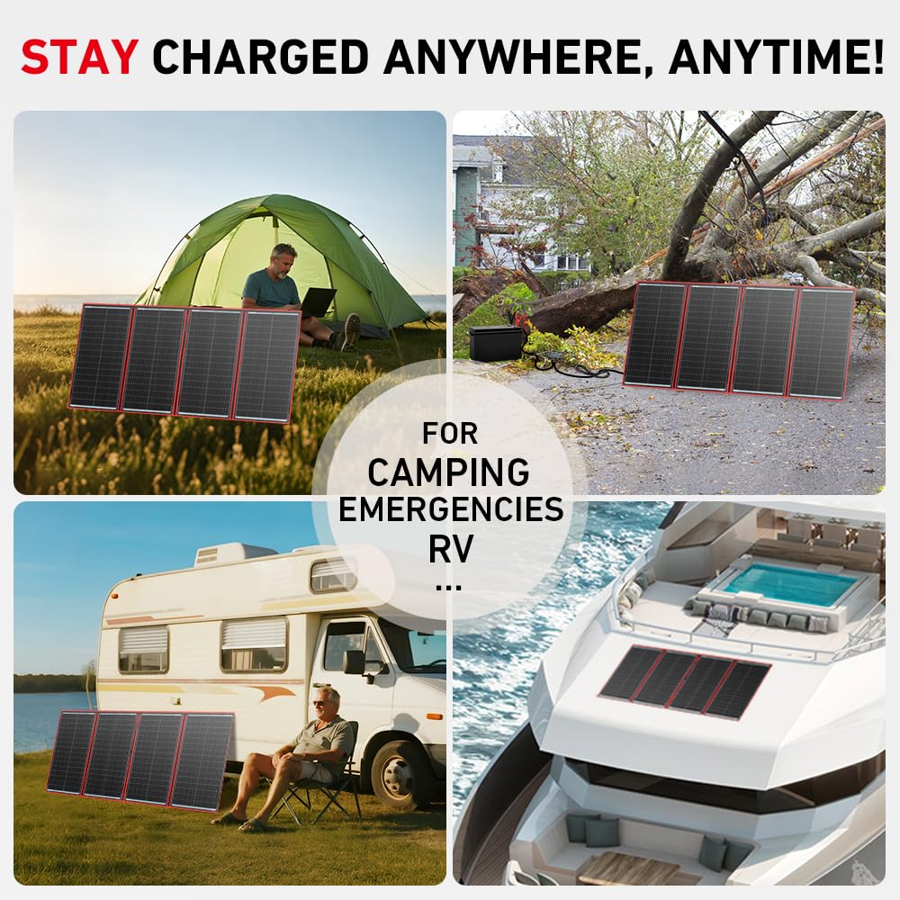 300W Foldable Solar Panel Kit with PWM Controller and USB Ports S4120