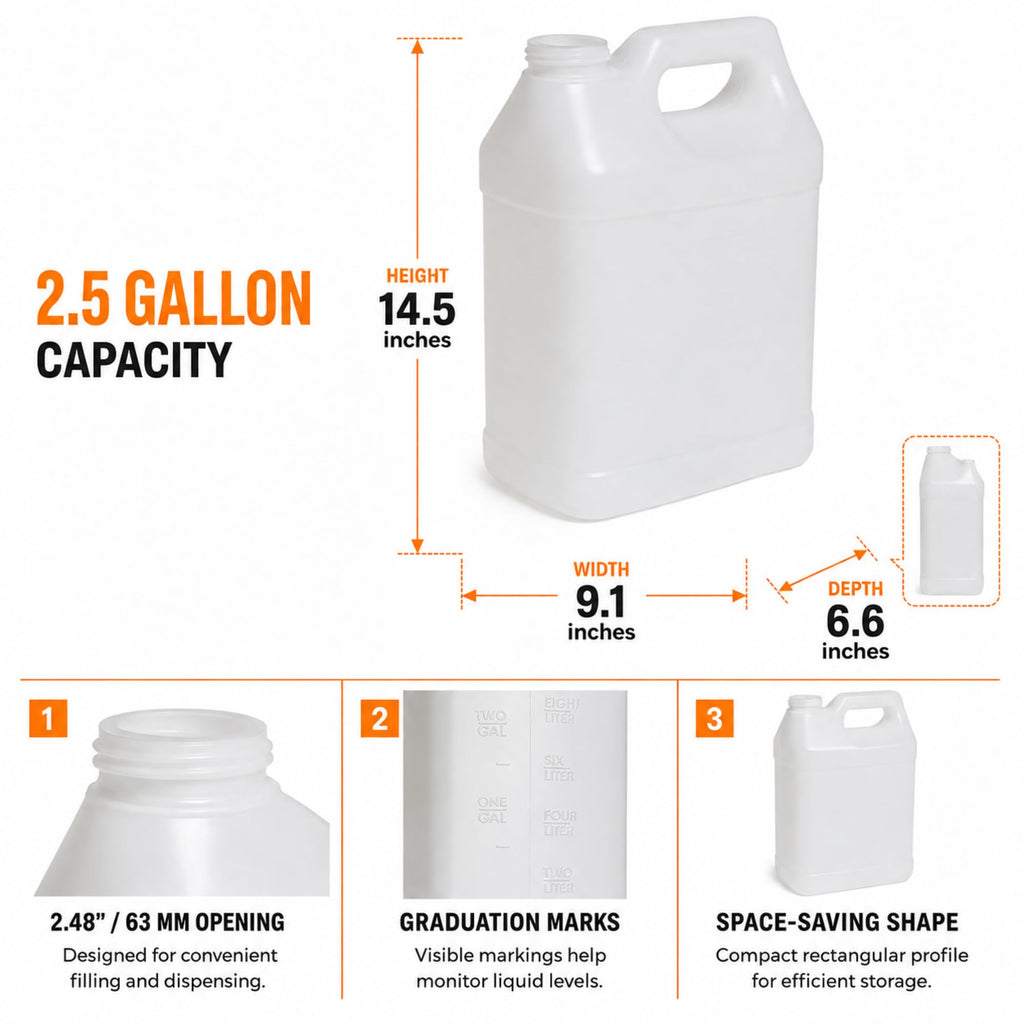 2.5 Gallon Reusable Plastic Water Jug with Lid O73568