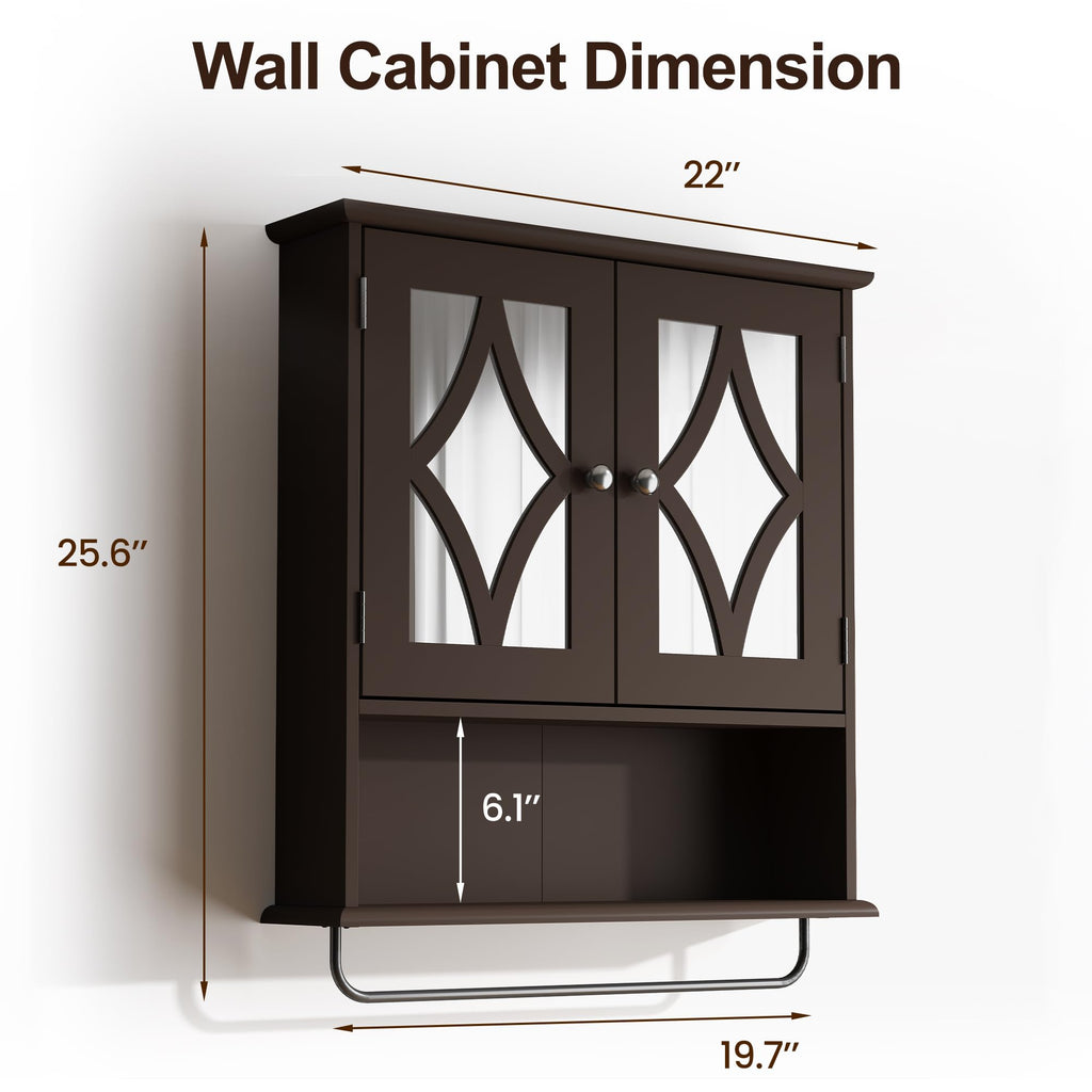 Wall Mounted Bathroom Medicine Cabinet with Towel Rack 22x25 inch M291