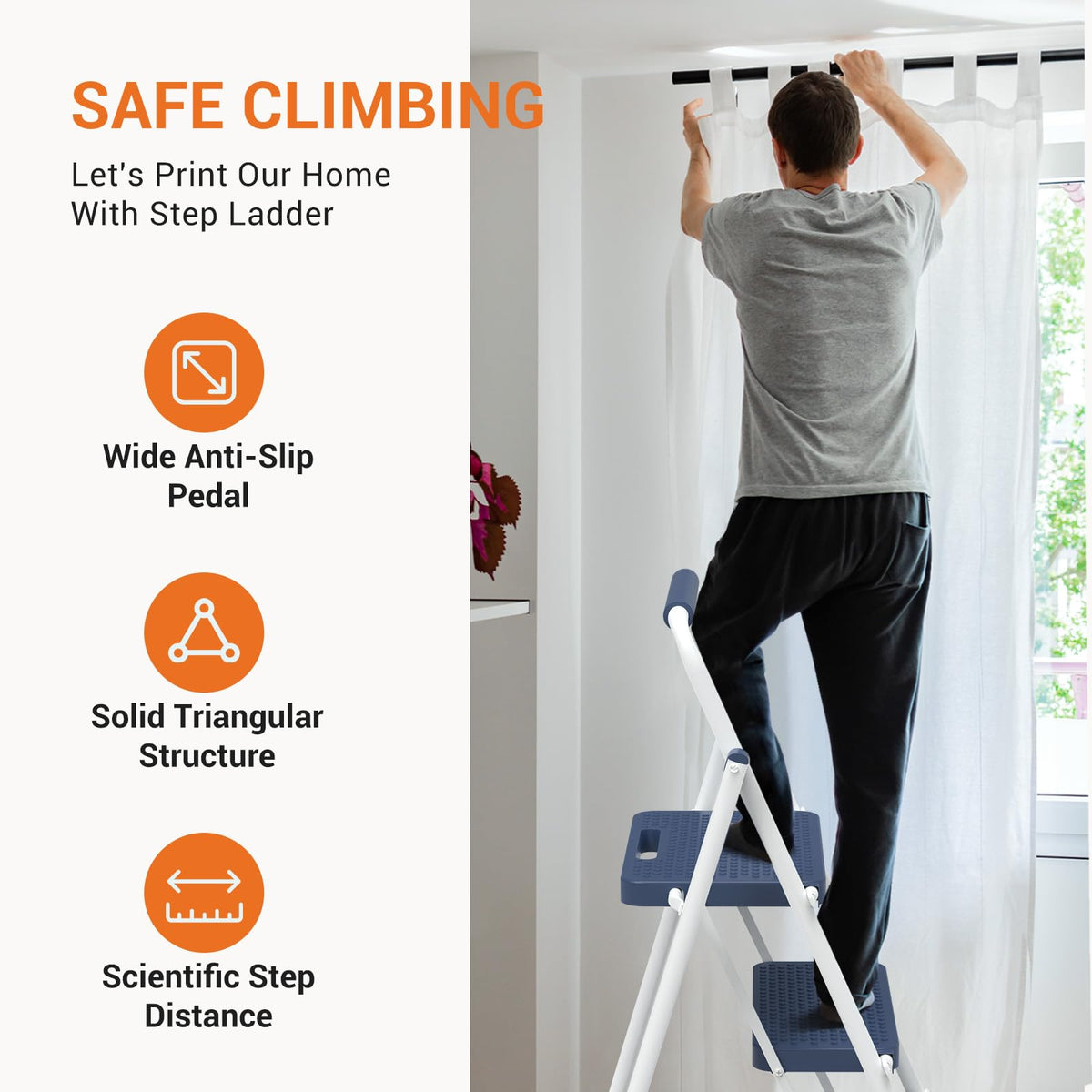 2 Step Ladder 330lbs Heavy-Duty Folding Step Stool Q439442