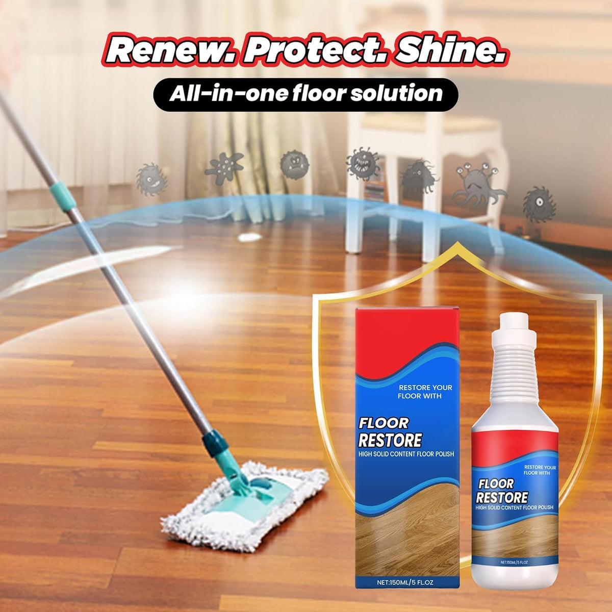 Floor Restore Cleaner, High Solid Content Floor Polish (2 PACK) A8492