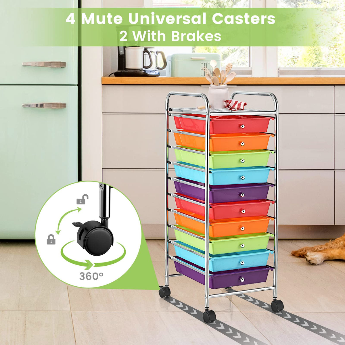 10 Drawer Rolling Storage Cart with Steel Frame I423685