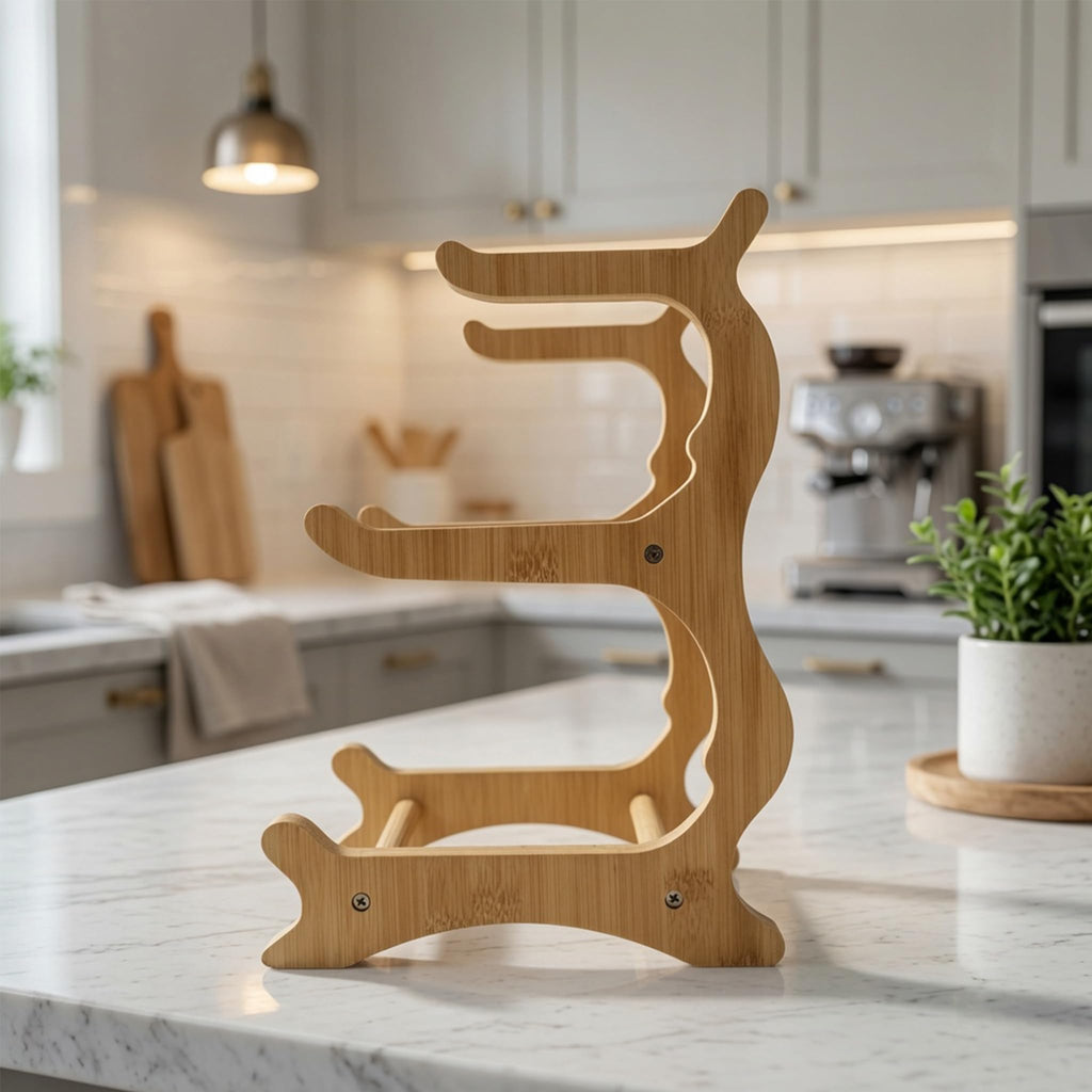 3-Tier Ceramic Fruit Bowl with Bamboo Stand P928