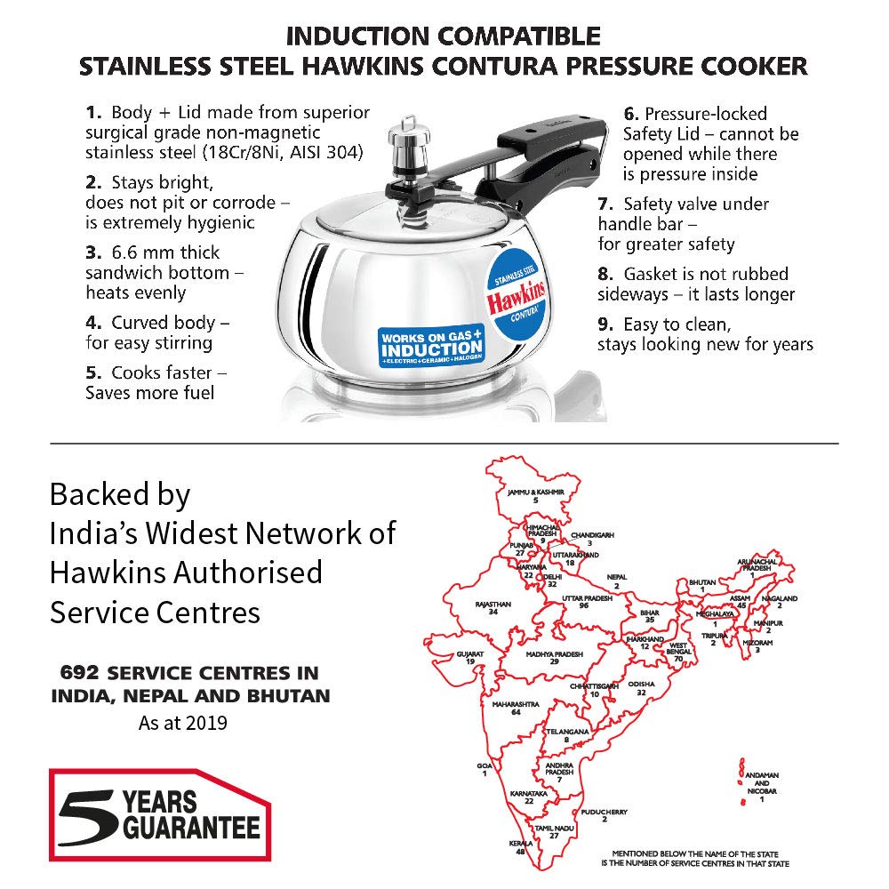 Stainless Steel Pressure Cooker, 2 Liter, Silver V51625