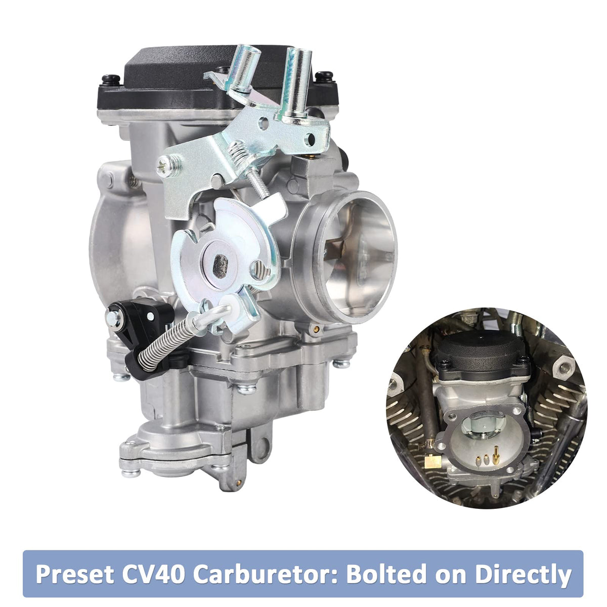 CV40 Carburetor & Choke Cable with Fuel Filter Spark Plug Jets U617196
